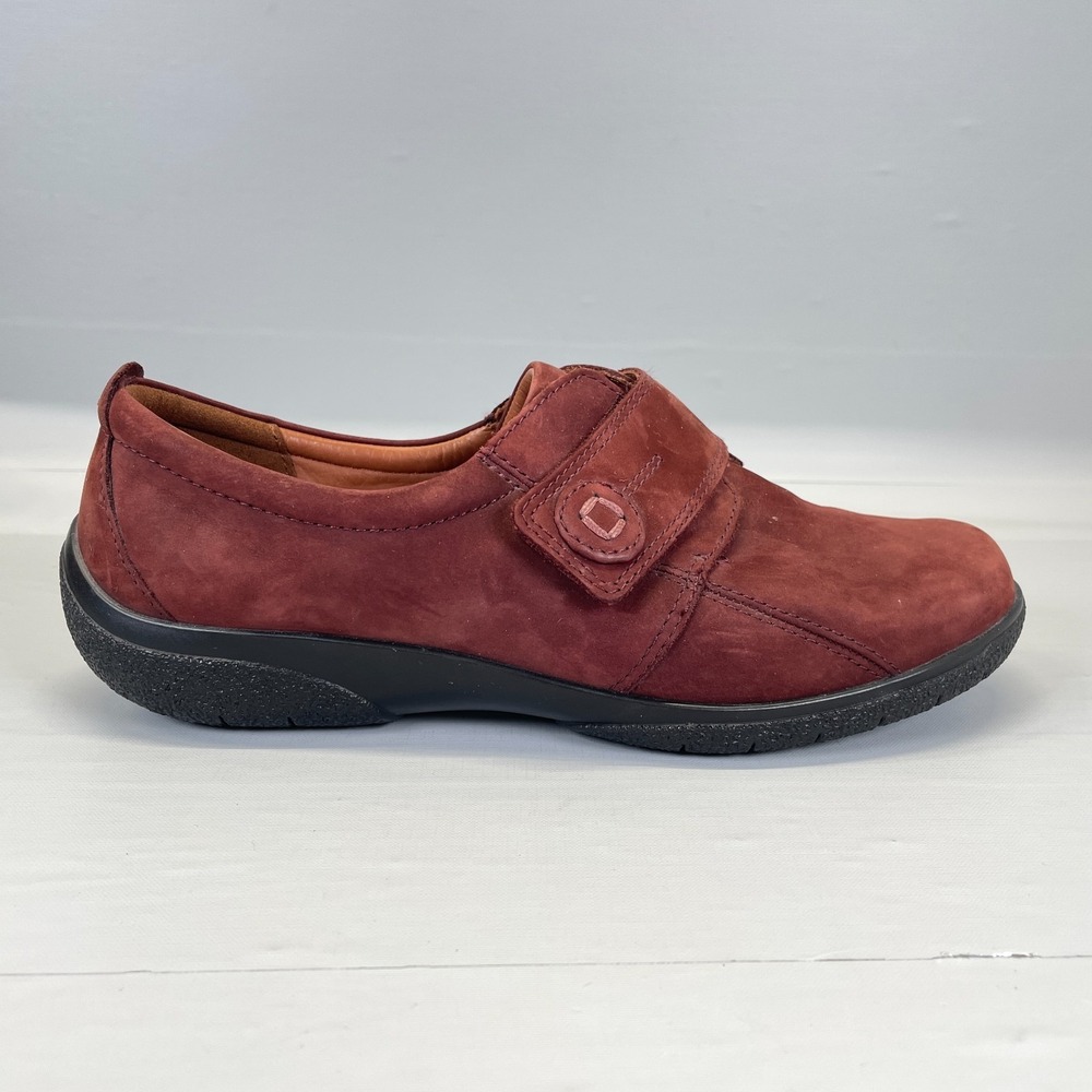 Hotter Sugar Shoes Womens Size 9 EEE Red Maroon Nubuck Comfort Strap Loafers